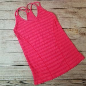 Zella Pink/Orange Criss-Cross Racerback Tank Sz L